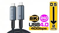 Cabo USB 4.0 tipo C - C 240W-40Gbps 8K 60Hz