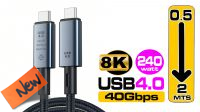 SB 3840 : Cabo USB 4.0 tipo C - C 240W-40Gbps 8K 60Hz (0.50 m)