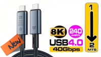 Cabo USB 4.0 tipo C - C 240W-40Gbps 8K 60Hz