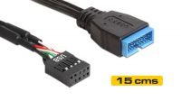 Cabo adaptador interno de ligação à Motherboard USB 2.0 F a USB 3.0 M 19P
