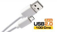 Cabo de dados e carga USB Micro B Nylon/Aluminio 1m