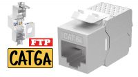 Keystone jack RJ45 FTP Cat. 6A toolless slim 14.8mm com sup. cabo