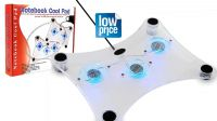 Base de ventilação para portátil em acrílico 3 ventoinhas com LEDs azuis