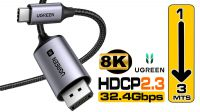 Cabo Ugreen CM556 USB-C DP M/M 8K@60Hz HDCP 2.3 Aluminio+Nylon